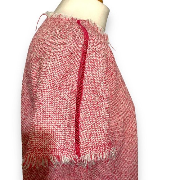 Hush Top 10 Pink Melange Textured Cotton Blend Raw Edge Frayed Boxy Boho - Picture 7 of 11